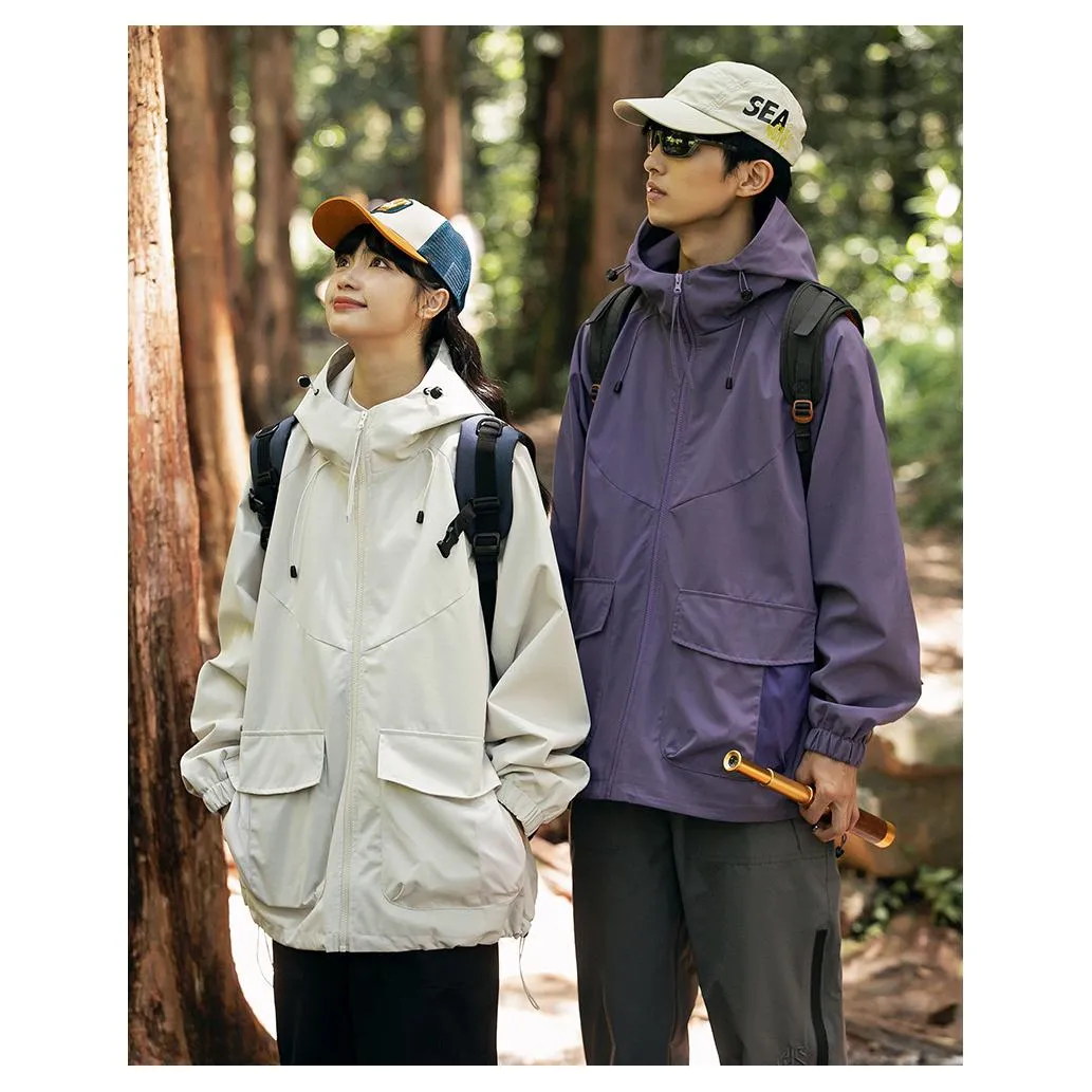 Workwear Style Camping Windproof Trendy Raincoat Hooded Jacket