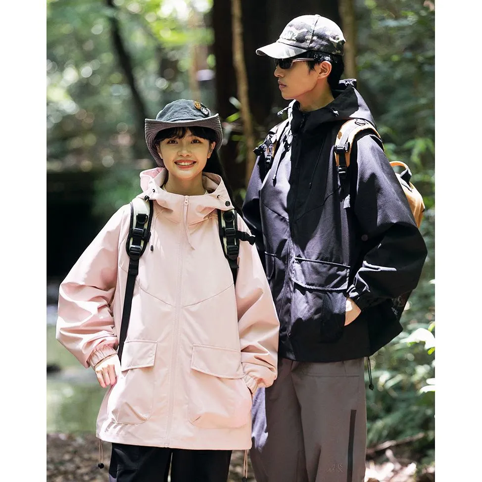 Workwear Style Camping Windproof Trendy Raincoat Hooded Jacket