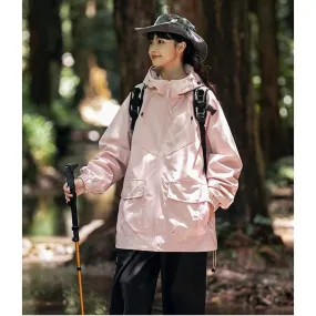 Workwear Style Camping Windproof Trendy Raincoat Hooded Jacket