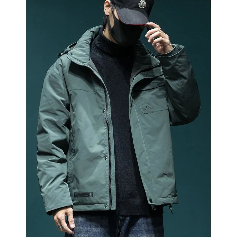 Workwear Style Loose Fit Raincoat Hooded Jacket