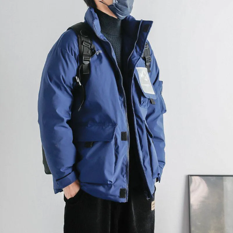 Workwear Style Versatile Multi-Pocket Raincoat Hooded Jacket