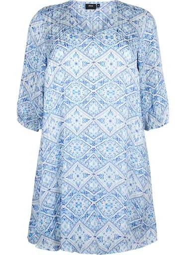 Zizzi Lucy Dress in Blue Print