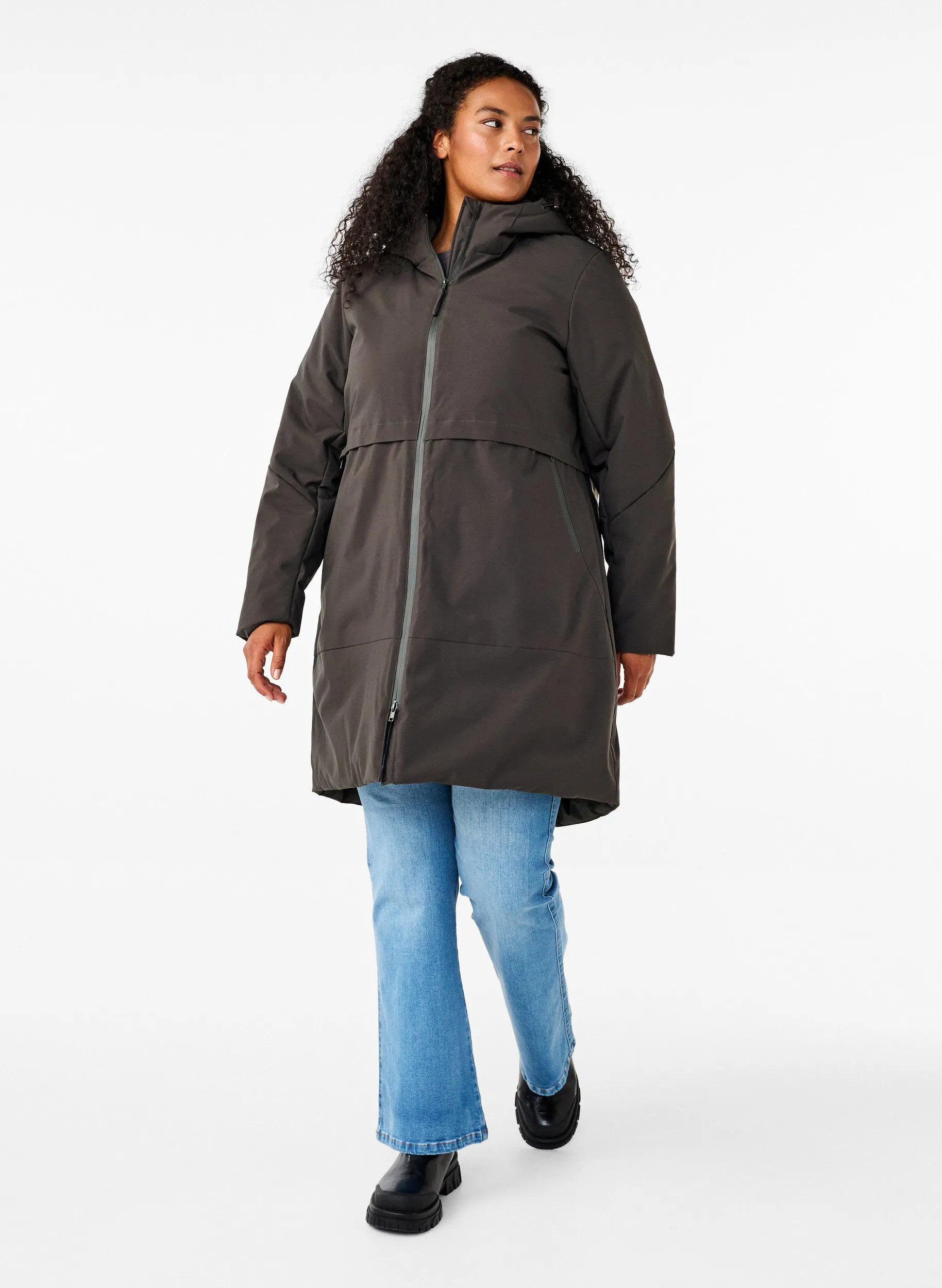 Zizzi Willa Coat in Grey